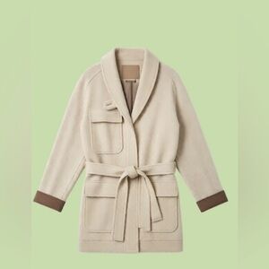 Women's Cream Jacket with Brown Accents